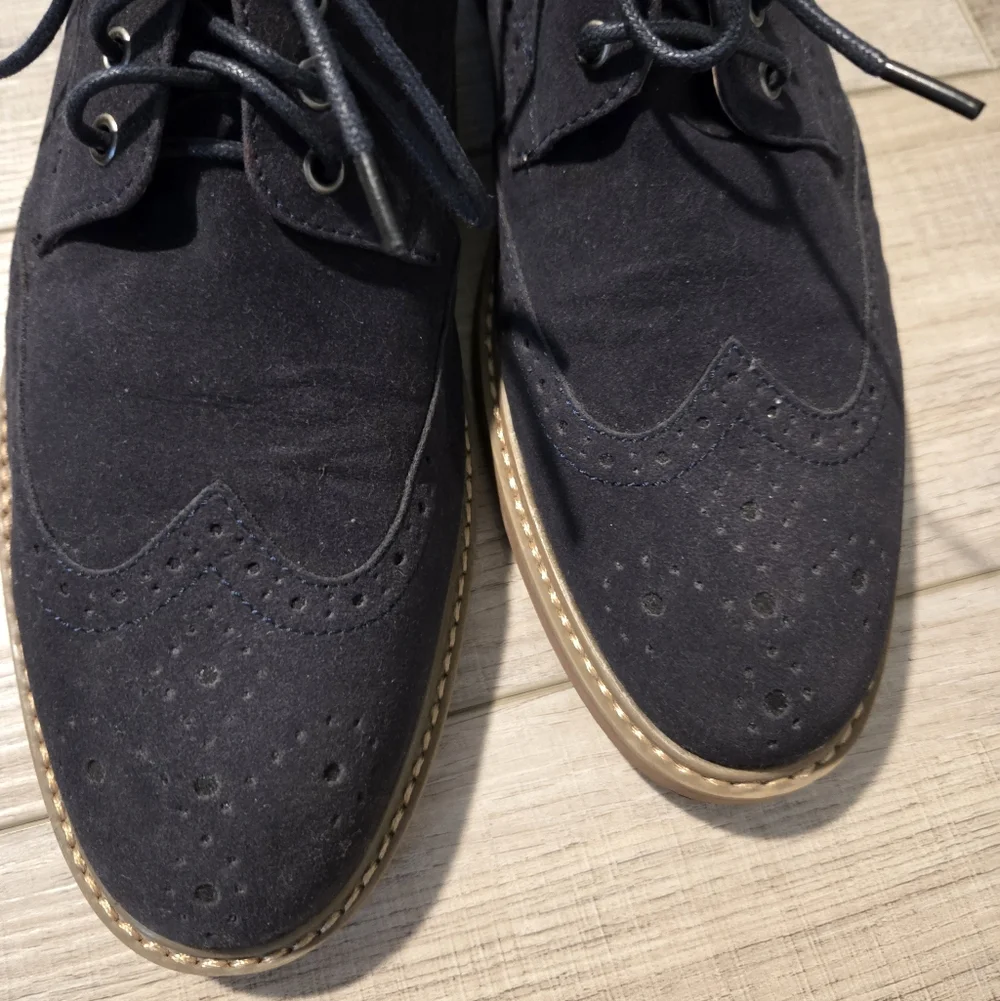 ALFANI MEN'S OWEN OXFORD BLUE SUEDE LACE UP SHOES SIZE 9.5